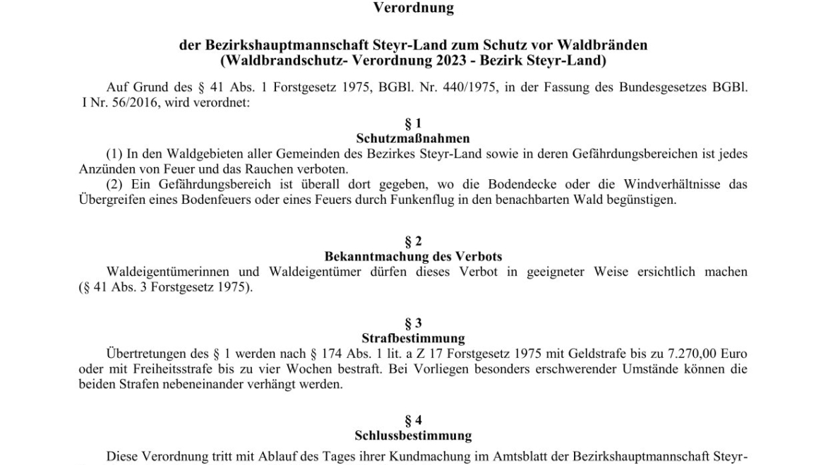 WALDBRANDSCHUTZ-VERORDNUNG